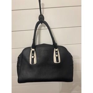 Charles Jourdan Karida Handbag Black & White w/ Blue lining Designer‎ Purse